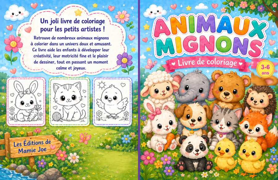 Couverture livre de coloriage Animaux mignons