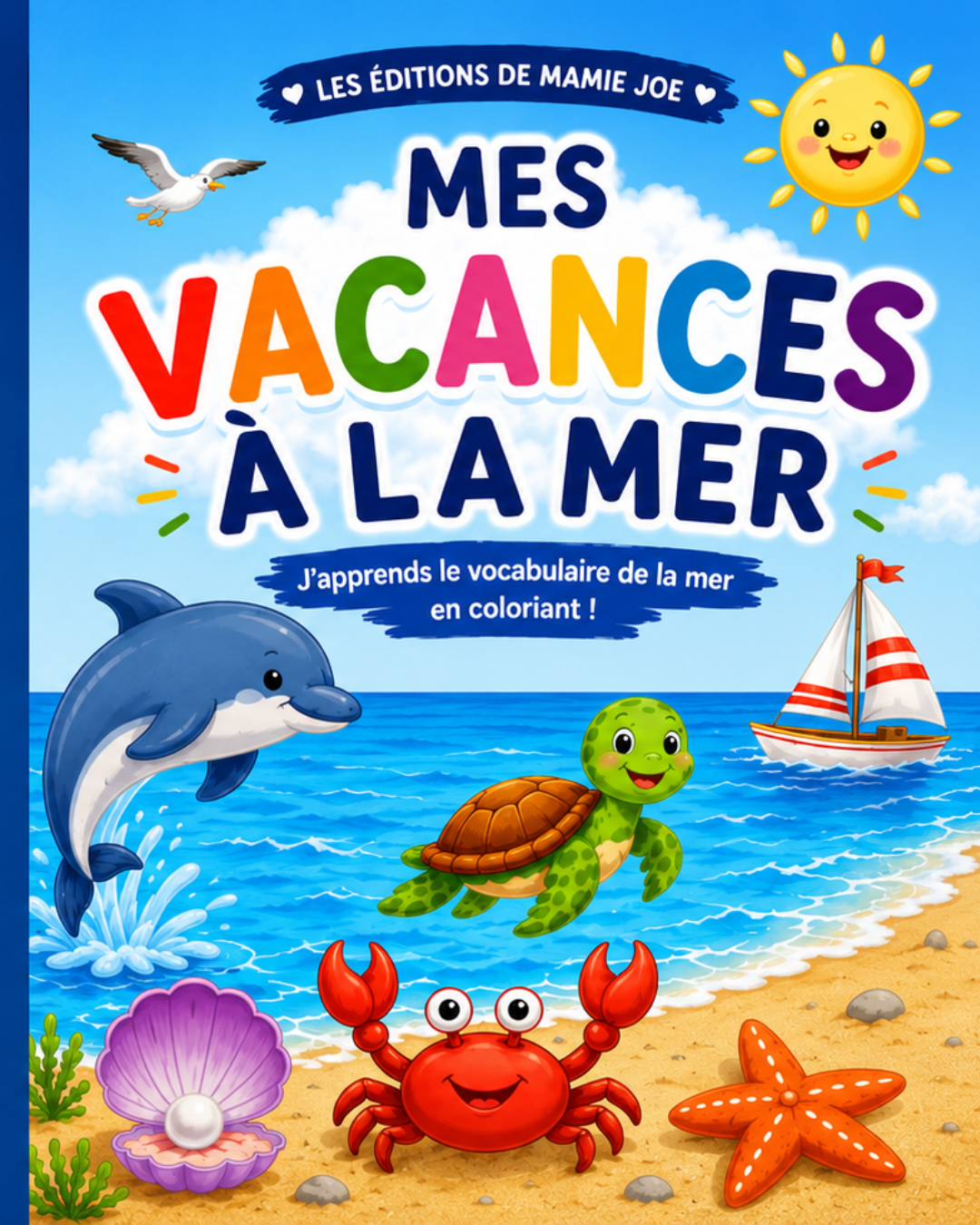 Livre de coloriage vacances au bord de mer pour enfants