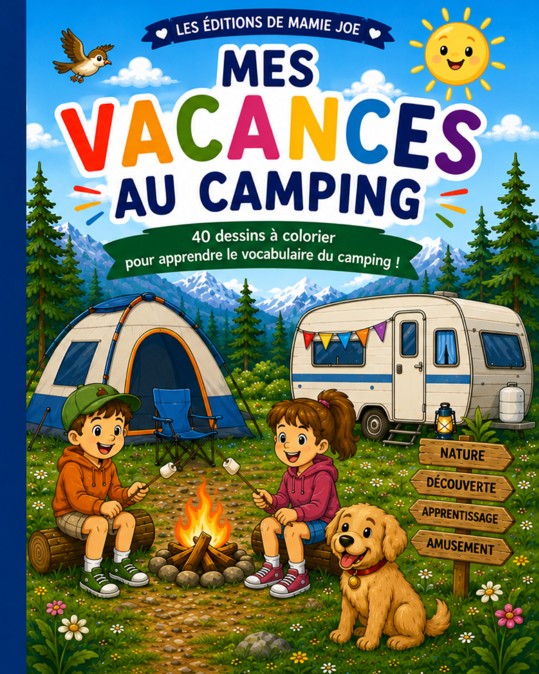 Livre de coloriage vacances au camping pour enfants