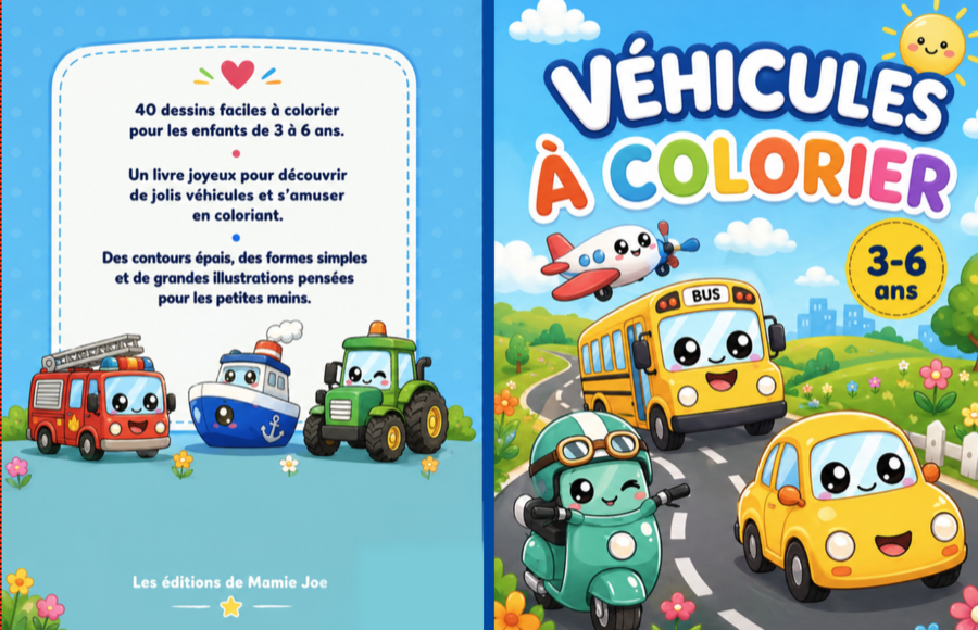 Couverture livre de coloriage Véhicules