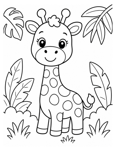 Coloriage girafe facile à colorier